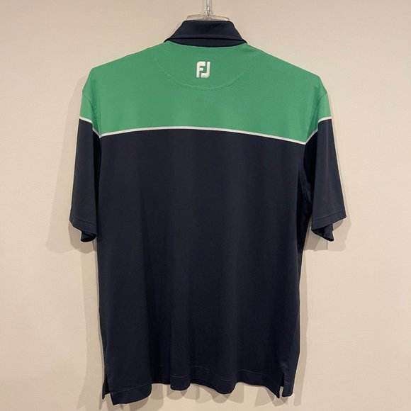 Footjoy FJ Men's Large (L) Solid Blue and Green Short-Sleeve Golf Polo Shirt - Picture 4 of 8